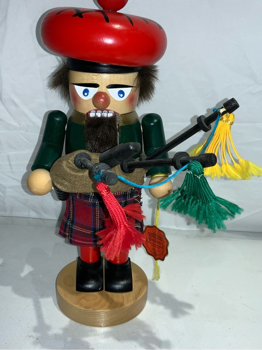Orig Vtg Steinbach Volkskunst Scottish Bagpiper Tartan Kilt Nutcracker Germany